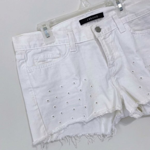 J Brand White Cut Off Denim Eyelet Jean Shorts 30 - Picture 3 of 8